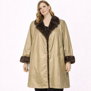 👉 SALE;  London Fog women's trench coat with fur trimming and lining tan